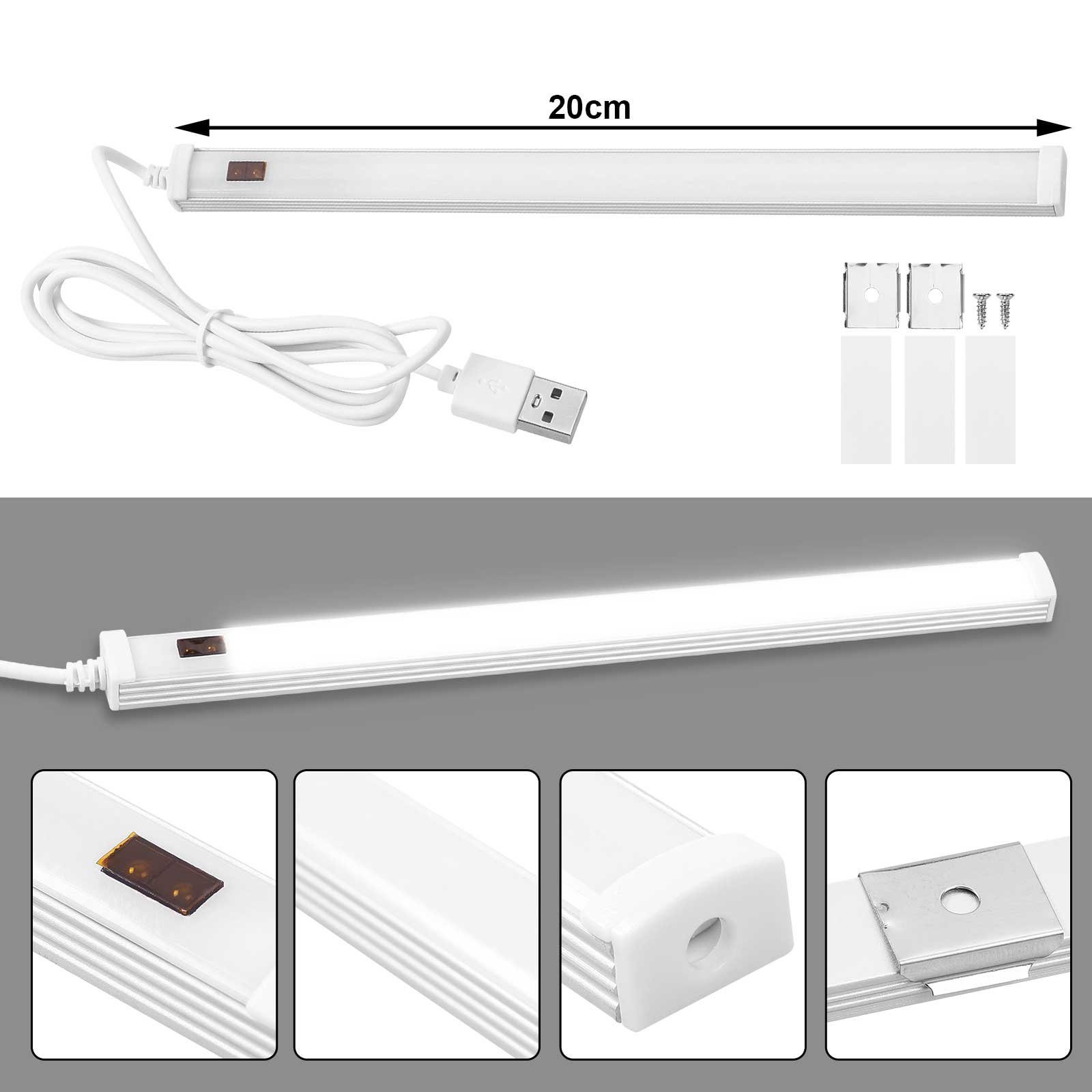 für LED weißes, Sunicol Sensor USB-betrieben Schrank Küche Farbe Lichtleiste Schalter, Bad, veränderbar,