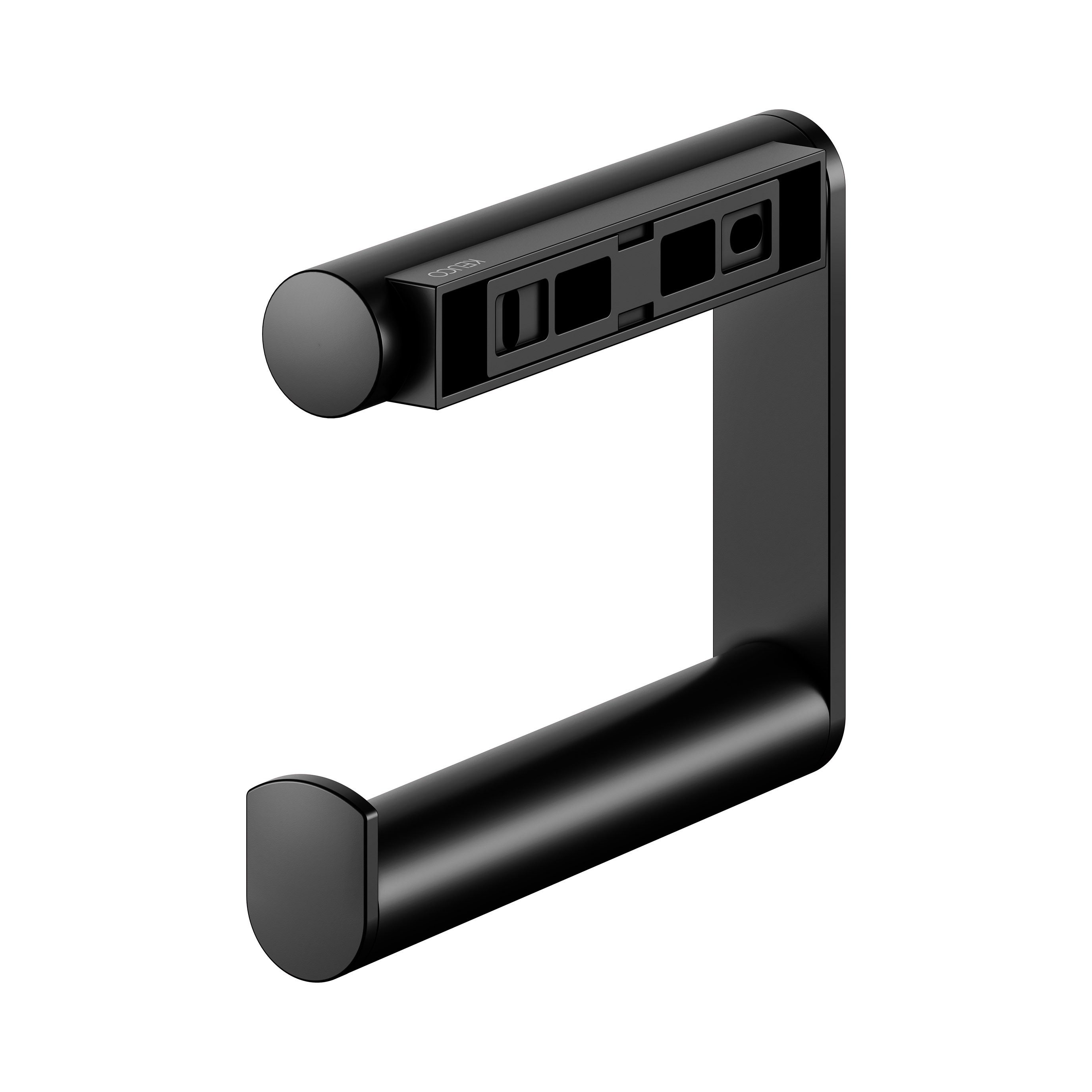 Keuco Toilettenpapierhalter Plan mit offenem Bügel (Vormontiert), schwenkbar, Metall schwarz matt, Made in Germany, Wandmontage – Bild 5 von 5
