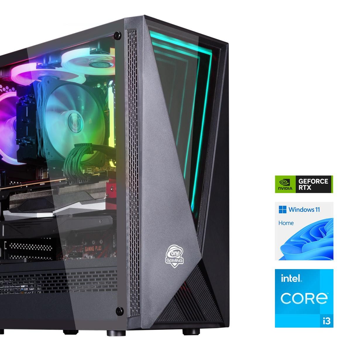 ONE GAMING MP PC 07 Gaming-PC (Intel Core i3 12100F, GeForce RTX 3050, 16 GB RAM, 1000 GB SSD, Luftkühlung)