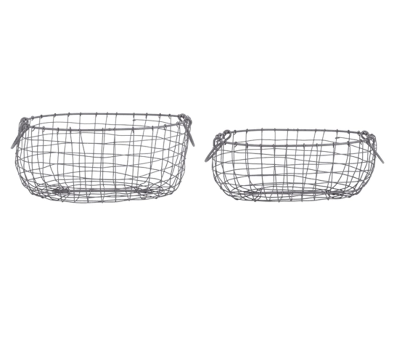 degawo Aufbewahrungsbox Draht Korb 2er SET Mittel & Groß oval mit Griffen, Dekoration Garten (1x Korb)