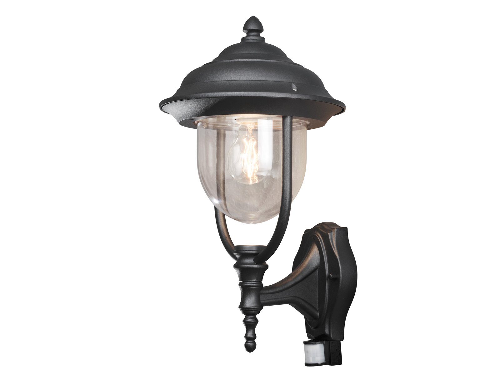 KONSTSMIDE LED Außen-Wandleuchte, Bewegungsmelder, LED wechselbar, Warmweiß, mit Bewegungsmelder Wand-laterne Hauswand Landhausstil Schwarz H: 48cm