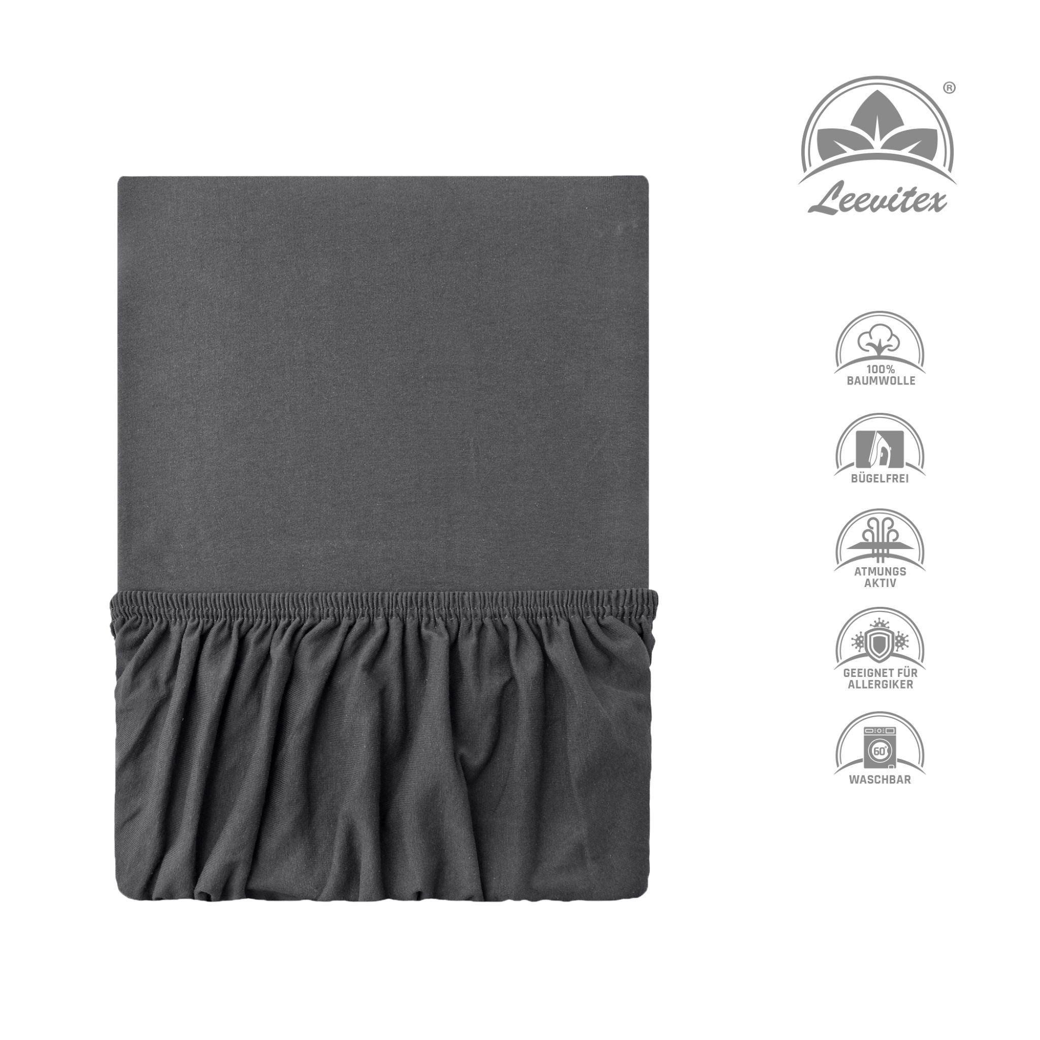 leevitex® Spannbettlaken für Topper – weich, anschmiegsam, pflegeleicht & ideal zum Wohlfühlen, Jersey, Gummizug: rundum, (1 Stück), 100 % Jersey Baumwolle, 18  – Bild 5 von 5