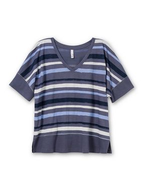 Sheego T-Shirt Große Größen mit V-Ausschnitt und Streifendruck