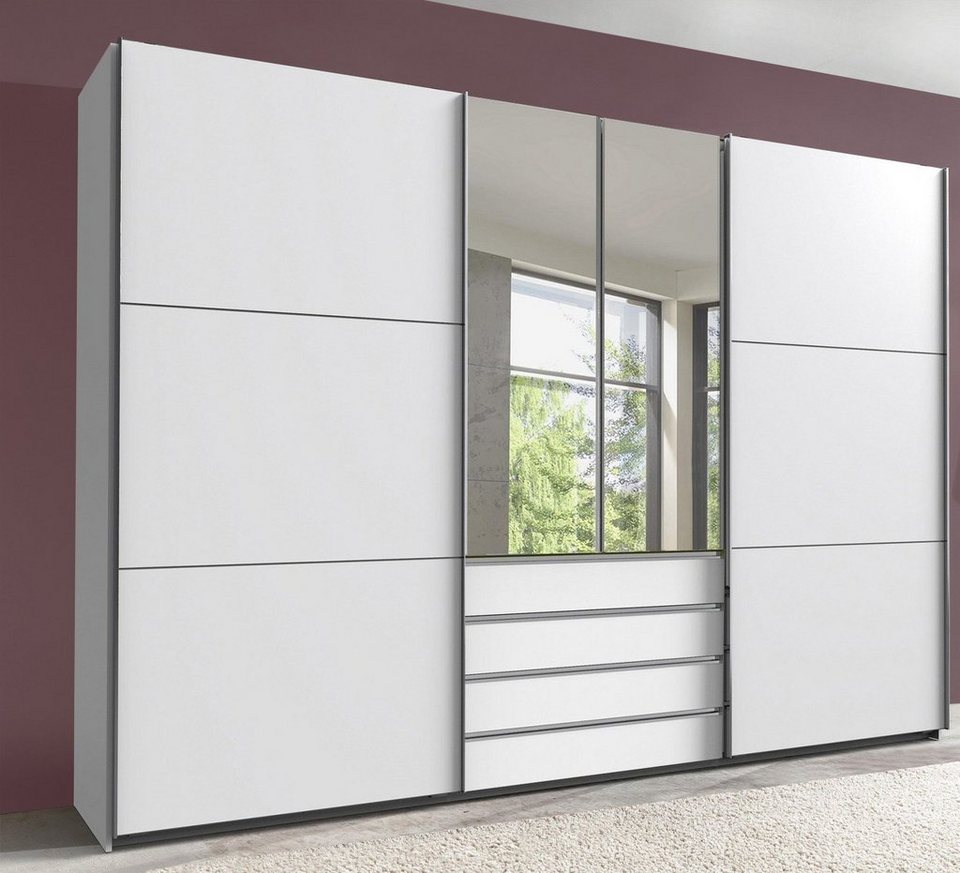 Wimex Dreh-/Schwebetürenschrank Magie (1-St) 300cm 4-türig weiß Spiegeltüren