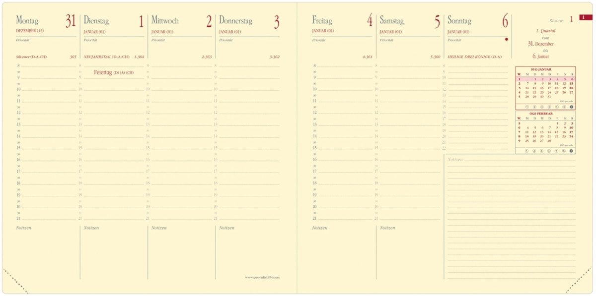 Buchkalender Buchkalender Executif Prestige 16x16cm Silk wassergrün 2026.
