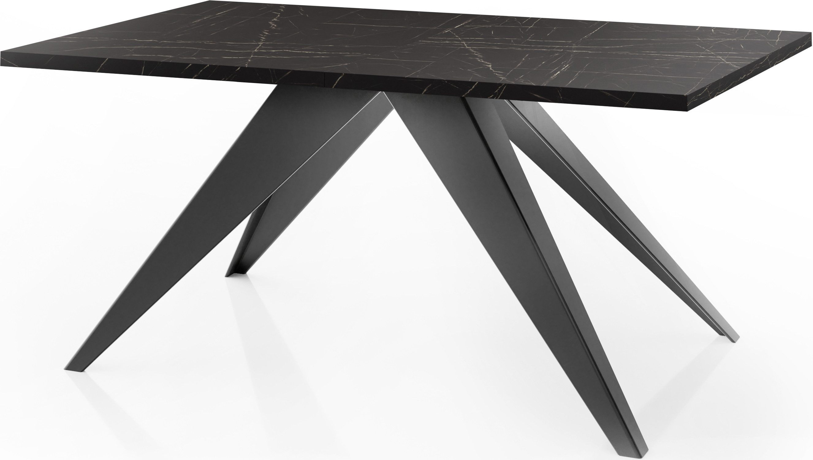 WFL GROUP Esstisch Vance ausziehbar rechteckig mit schwarzen Metallbeinen (MADE IN EU, erhältlich in zwei Größen – 140/160 cm, ausziehbar auf 240/260 cm), moderner Tisch in Holzoptik für Küche, Esszimmer oder Wohnzimmer