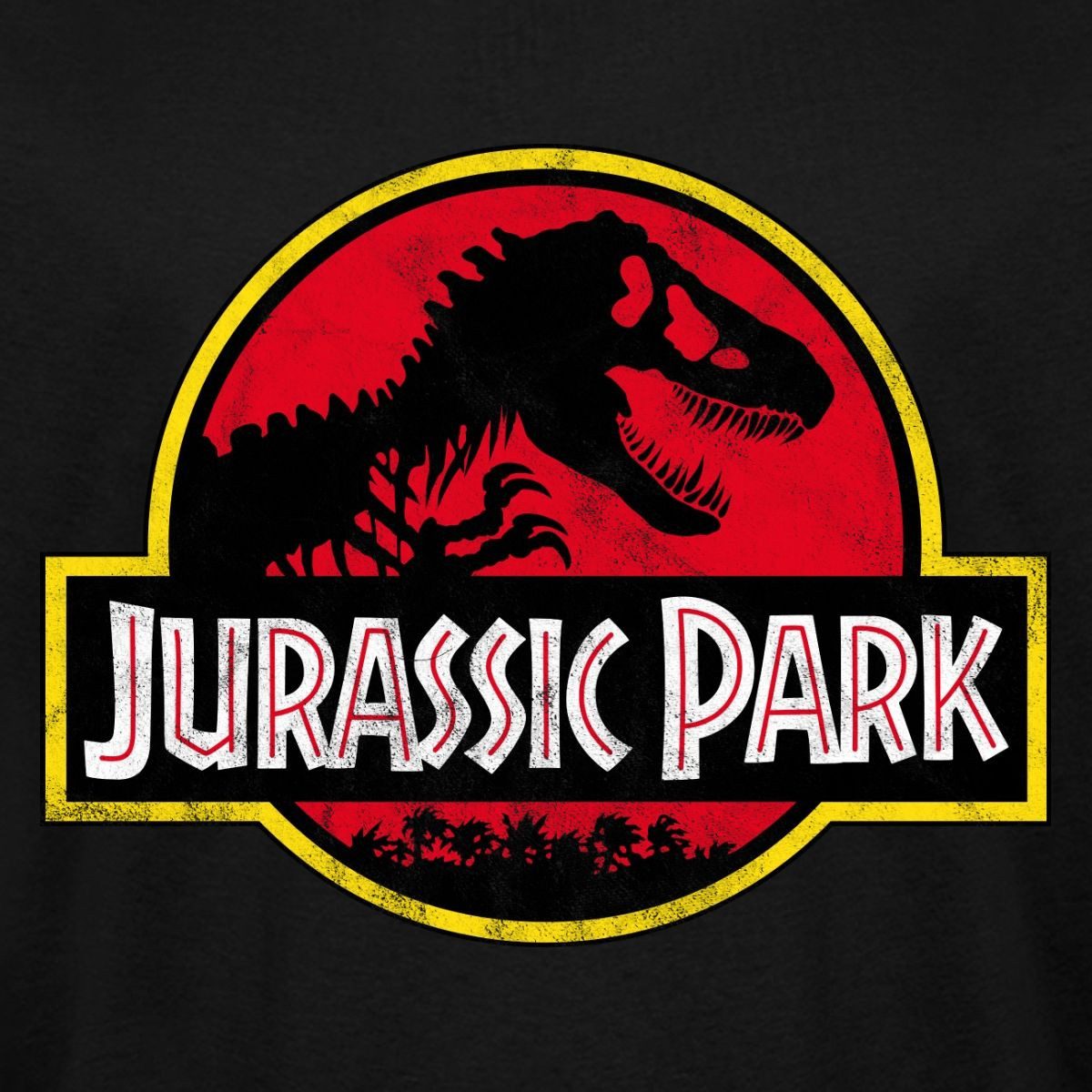 Spreadshirt T-Shirt Jurassic Park Klassisches Logo In Rot Mit T-Rex Männer Kontrast T-Shir (1-tlg)