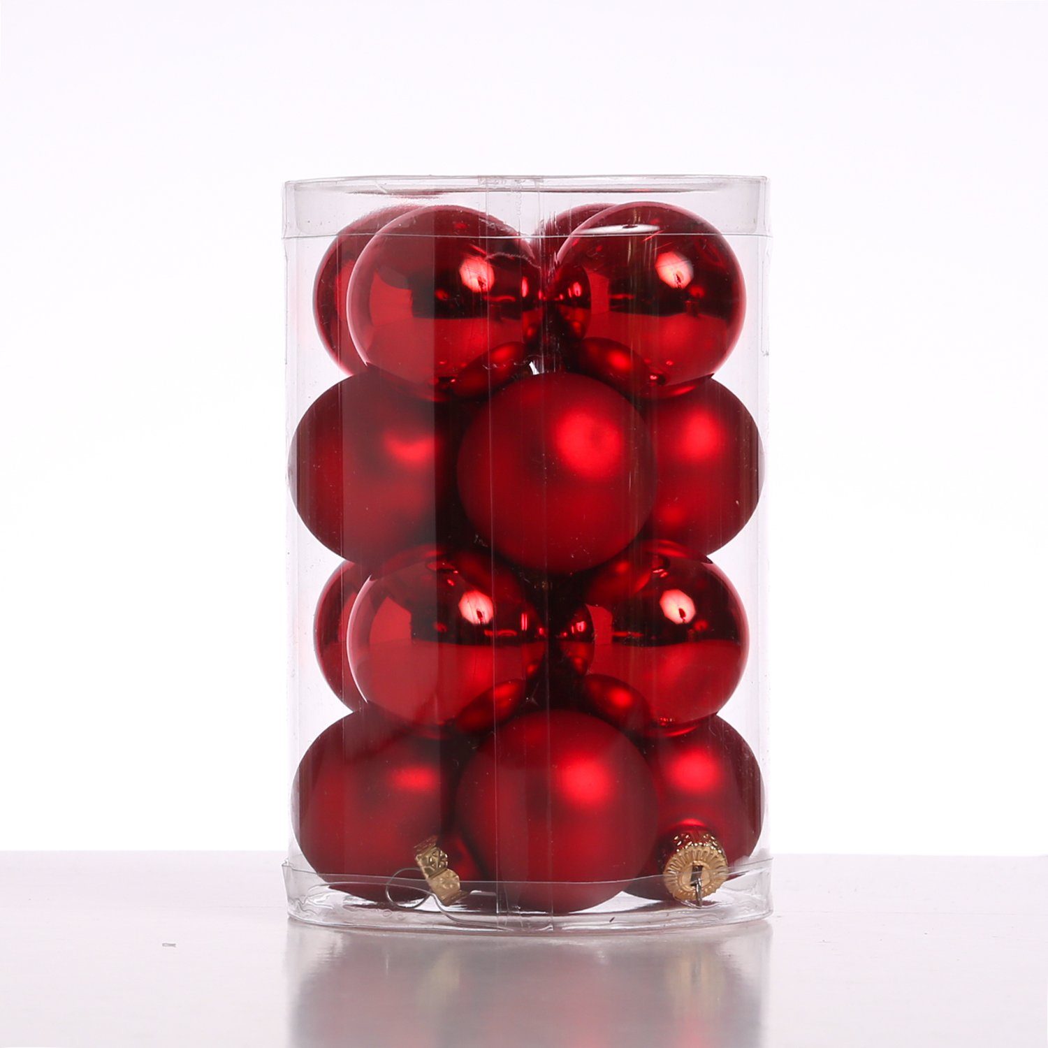 Glas Weihnachtskugel Christbaumkugel 3,5cm Weihnachtsbaumkugel matt 16St glänzend St) MARELIDA (16 rot D: