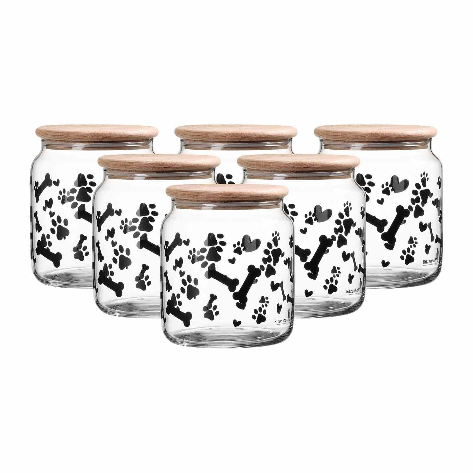 Ritzenhoff & Breker Vorratsdose Mika Dog Leckerli-Dosen mit Deckel ø 12 cm 6er Set, Glas, (6-tlg)