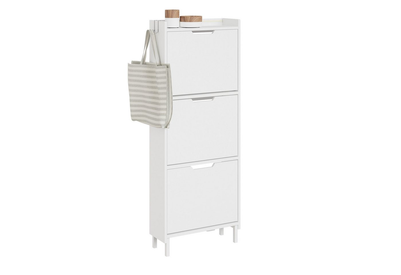 SoBuy Schuhkipper FSR151-H-E, Schuhschrank schmal, Schuhregal Schuhkipper Flurschrank, Schuhschrank hängend, mit Sensorlicht, 3 Klappen, Schuhaufbewahrung