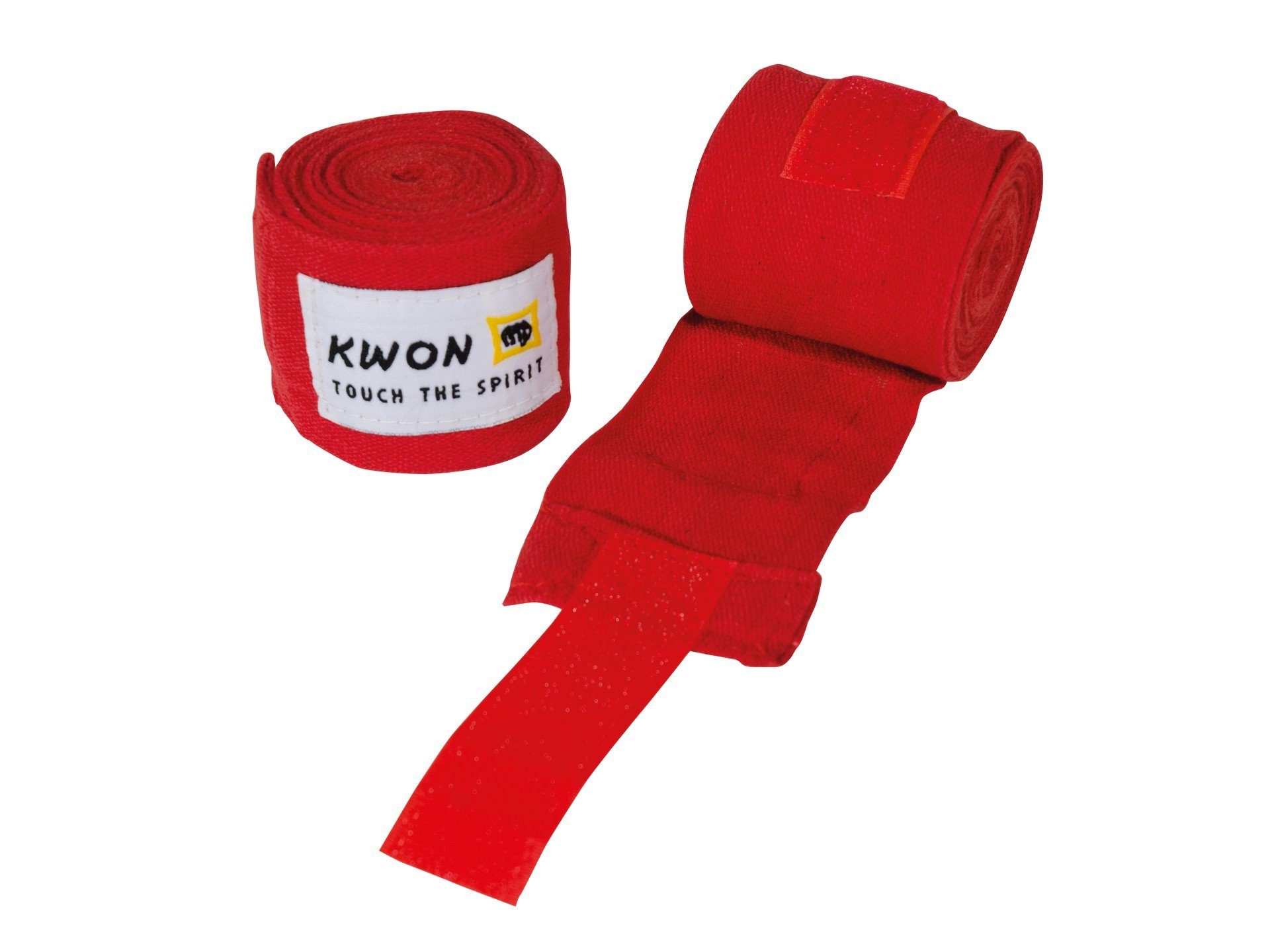 KWON Boxbandagen elastisch 2,5 elastischem rot Material, Kickboxen, m Daumenschlaufe Paar, Wickelbandagen Klett, Handbandagen Boxen