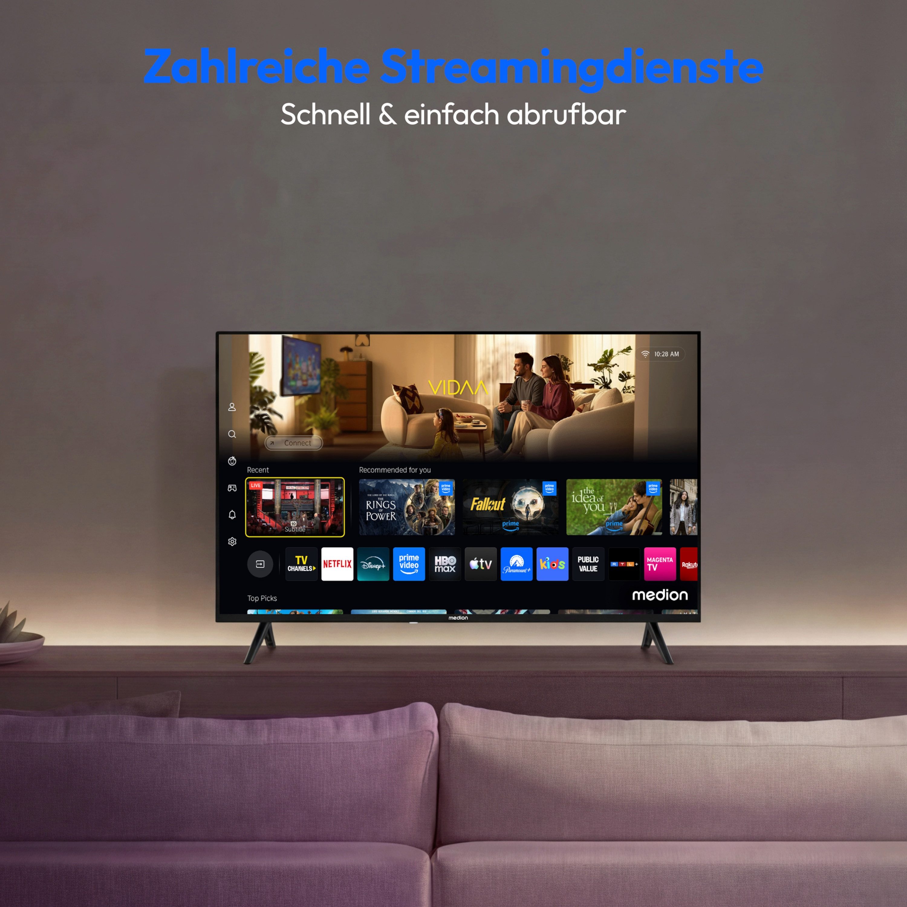Medion® MD840102 LCD-LED Fernseher (100.3 cm/40 Zoll, 1080p Full HD, Smart-TV, Netflix, HBO Max, Prime Video, Disney+, Magenta TV, AppleTV, WOW)