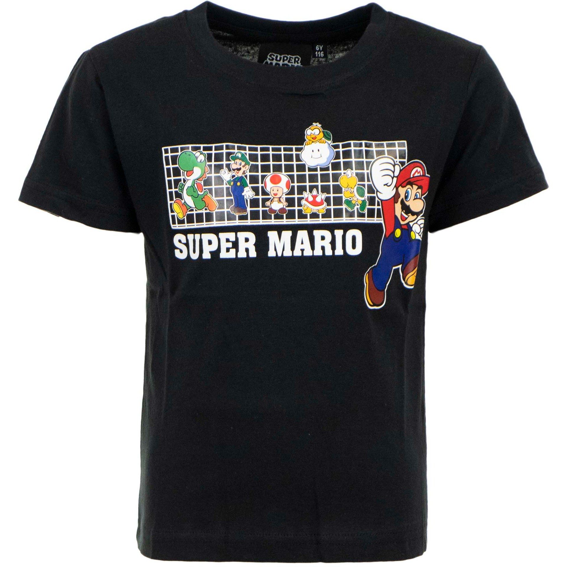 Super Mario T-Shirt Super Mario and Friends Kinder kurzarm Shirt Gr. 98 bis 128, 100% Baumwolle