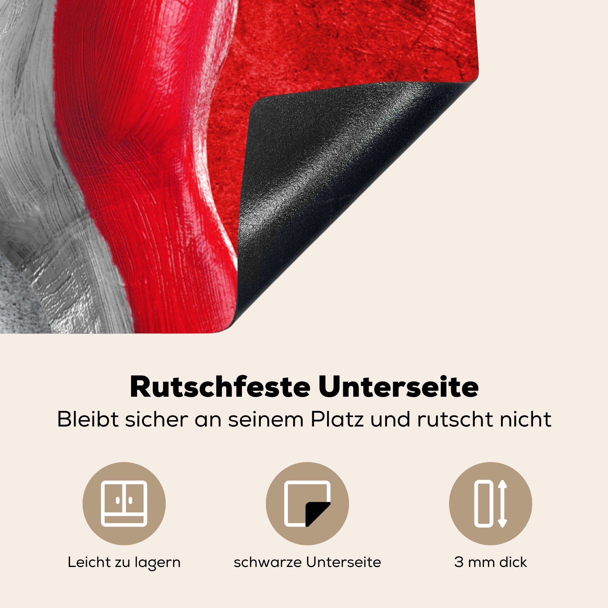 die Schutz Ceranfeldabdeckung Flagge Die küche, MuchoWow Vinyl, Italiens Induktionskochfeld in Form (1 71x52 tlg), Händen, von Herdblende-/Abdeckplatte 2 cm, für