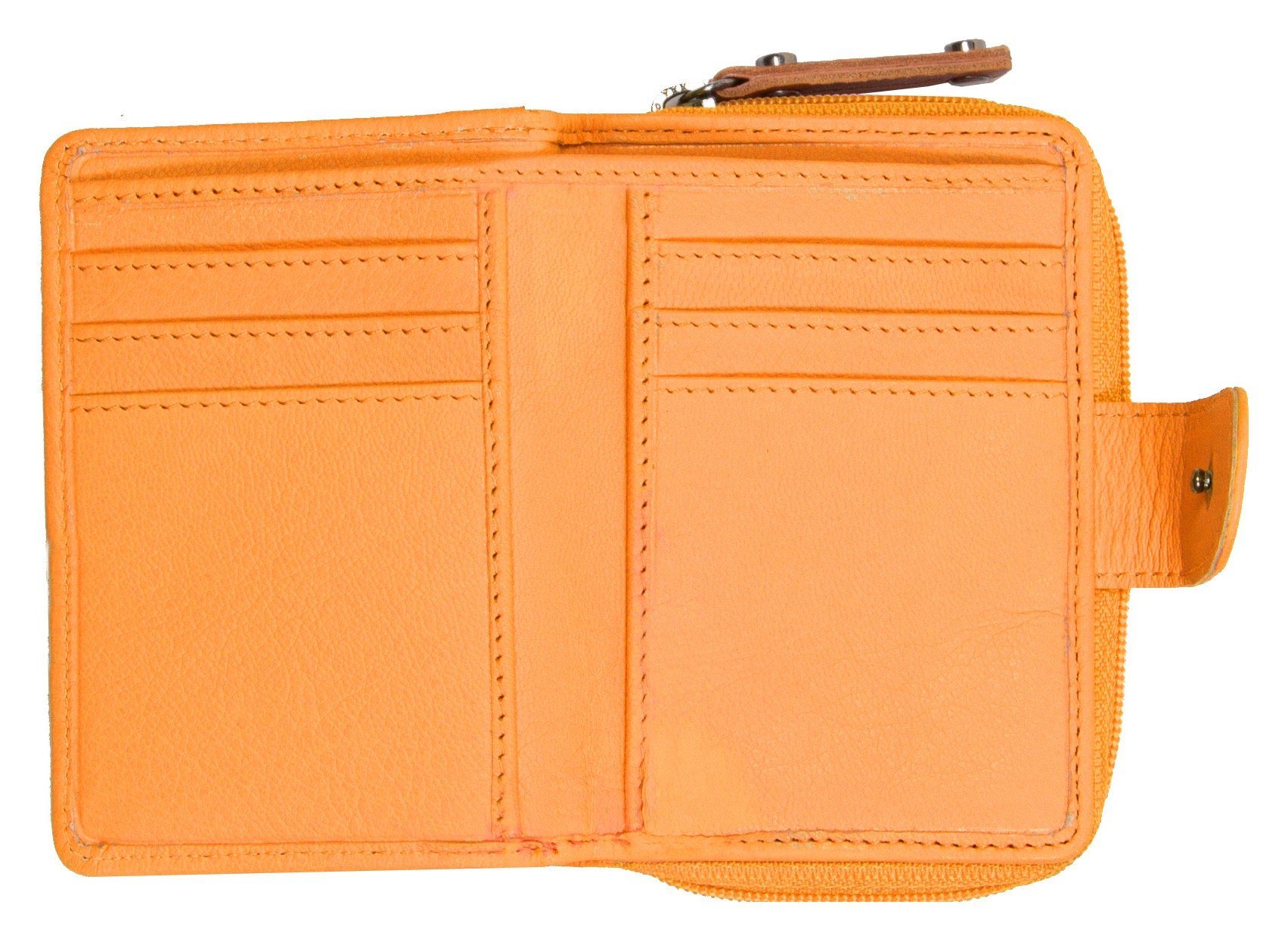 Orange 6 side leather Geldbörse mit wallet opening, Kartensteckfächer MUSTANG Seattle