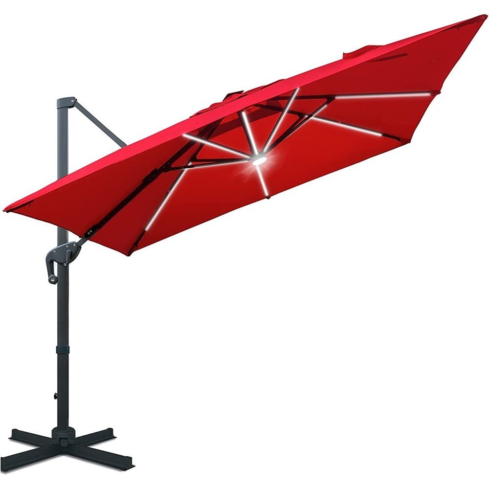 Melko Sonnenschirm Sonnenschirm Kurbelschirm 300 x 300 cm Ampelschirm