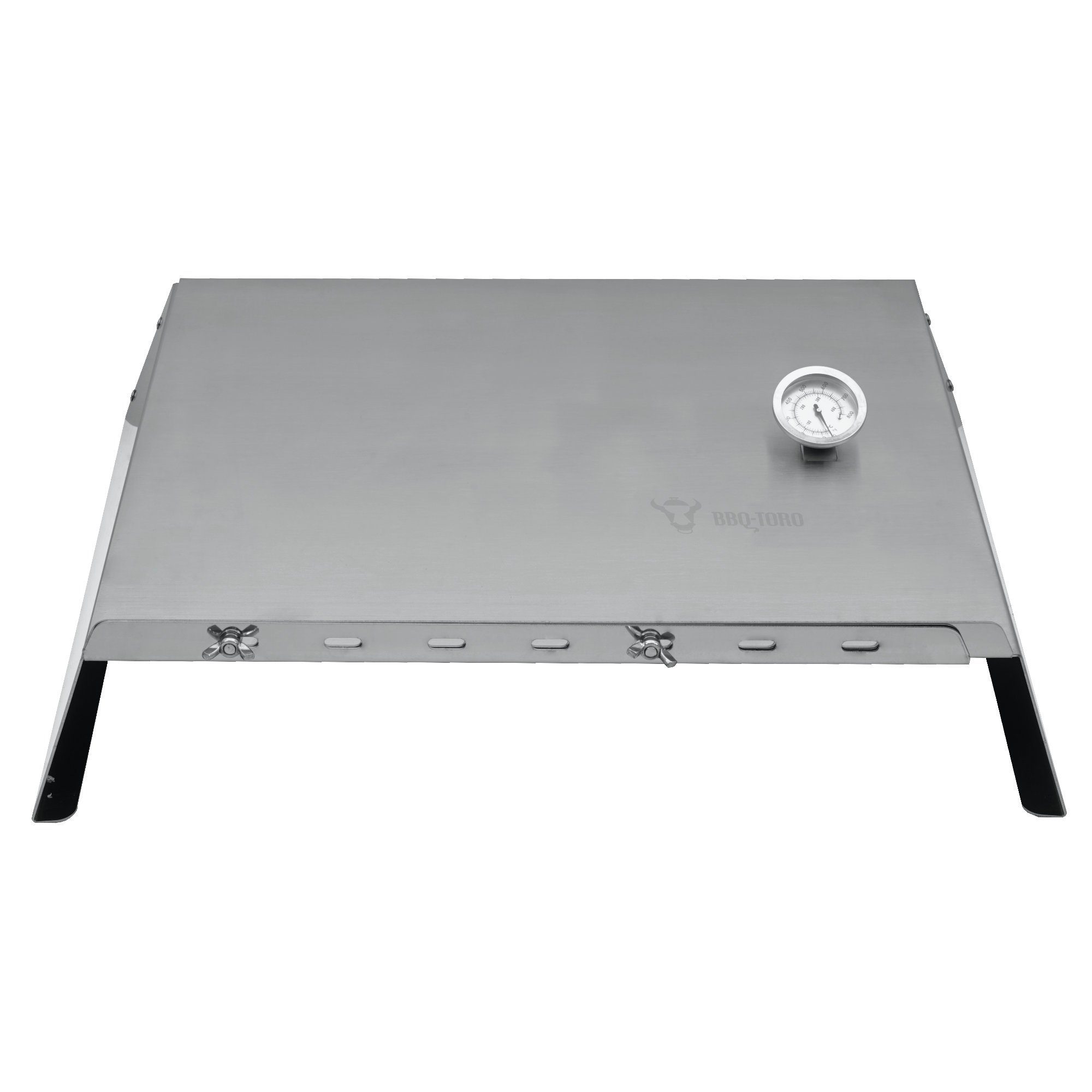 BBQ-Toro Pizzaofen-Grillaufsatz verstellbarer Edelstahl Pizzaaufsatz, 48,5 - 79 x 42 x 12,3 cm, Edelstahl
