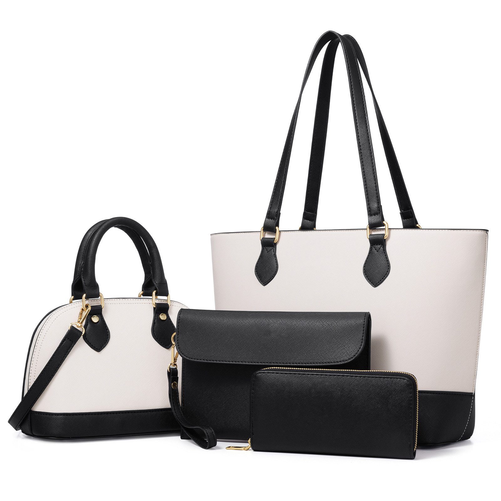 REDOM Henkeltasche Tragetasche Handtasche Umhängetasche Aktentasche (Arbeitstasche Messenger-Tasche Top Griff mit Schultergurt, 4-tlg., Freizeittasche, Ledertasche, Unitasche, Bürotasche, Kunstleder), für Frauen Arbeit Business Schule Büro Reisen usw