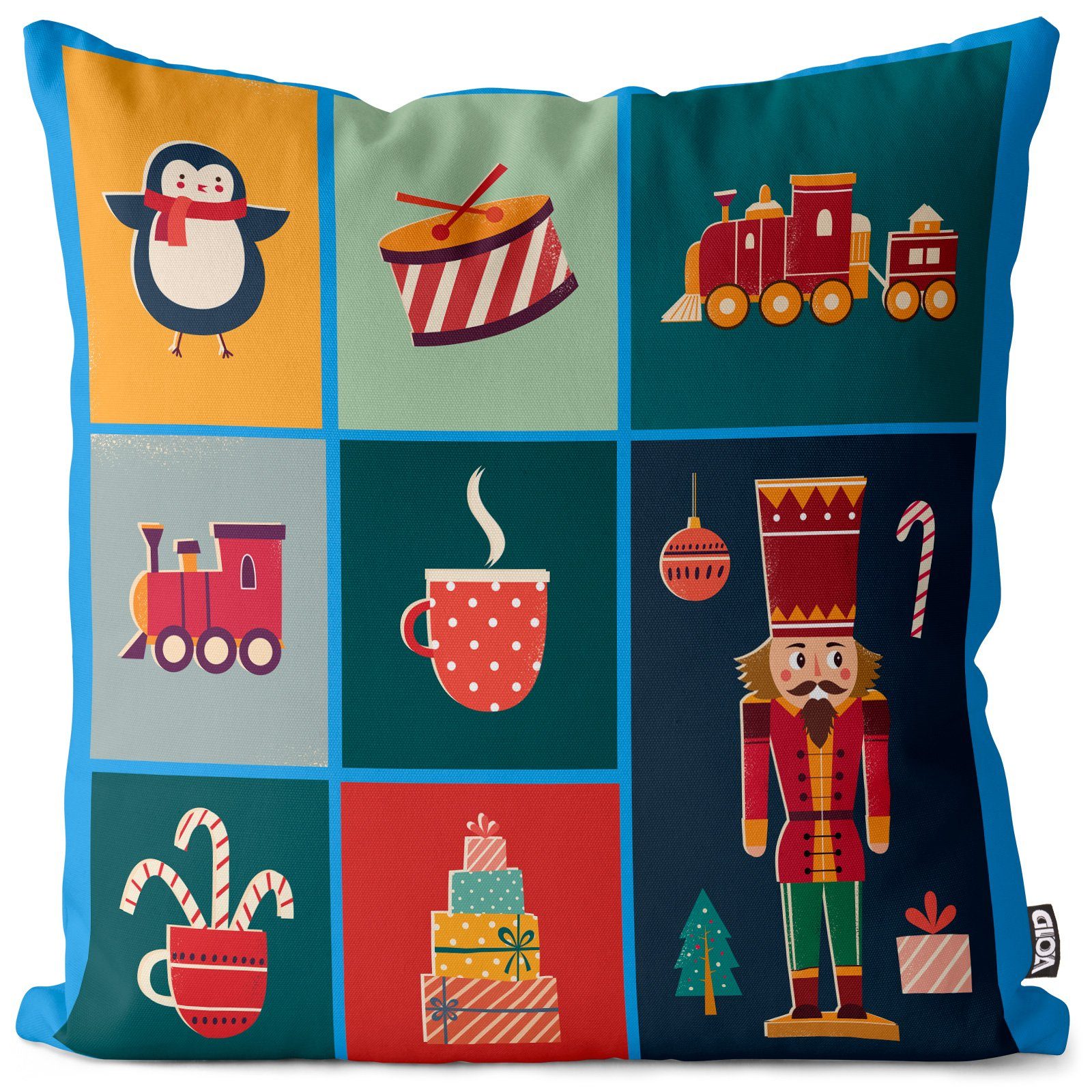 VOID Kissenbezug, (1 Stück), Weihnachtsdeko Nikolaus Winter Weihnachten Nussknacker Zug Plätzchen