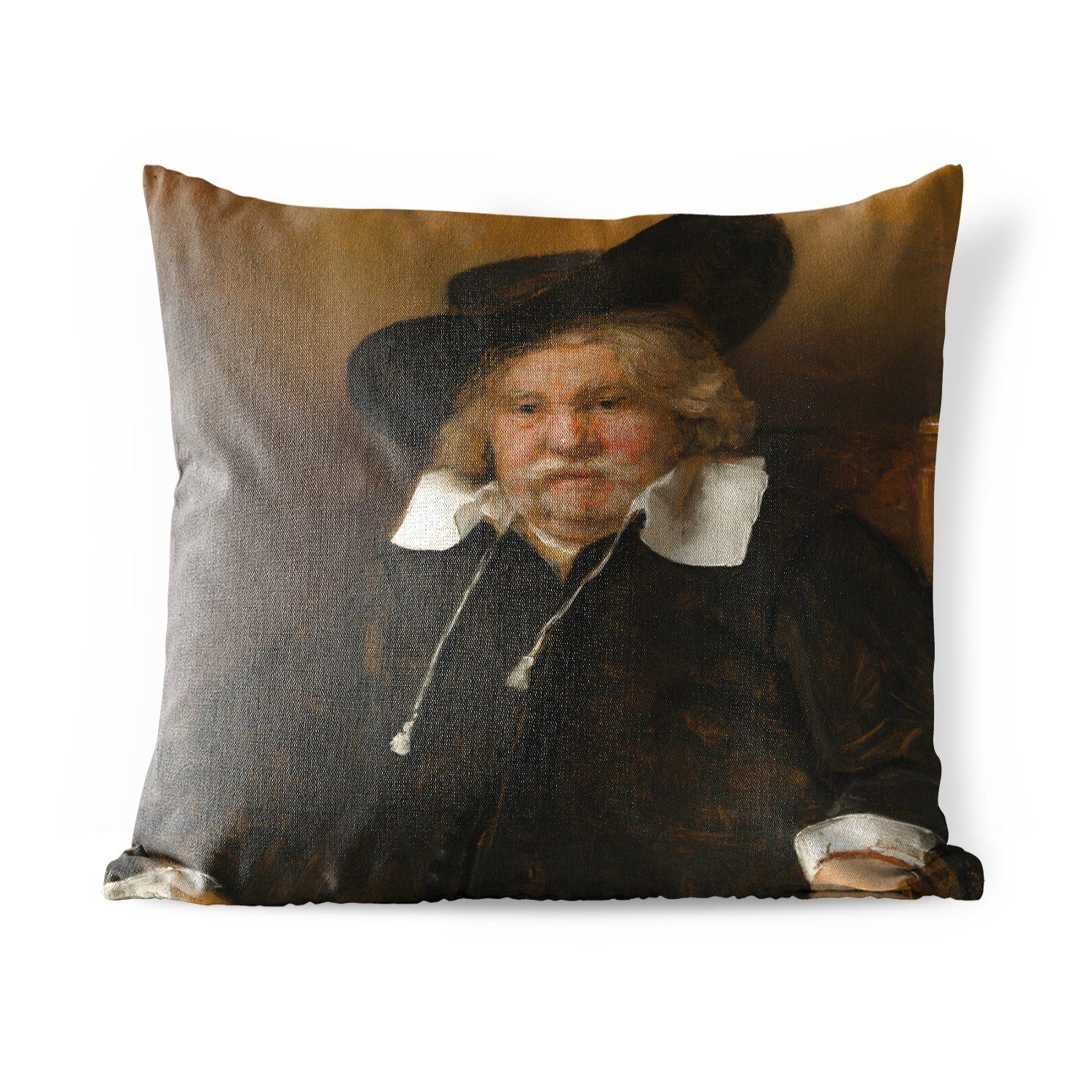 MuchoWow Dekokissen Bildnis eines alten Mannes - Rembrandt van Rijn, Kissenbezüge, Kissenhülle, Dekokissen, Dekokissenbezug, Outdoor