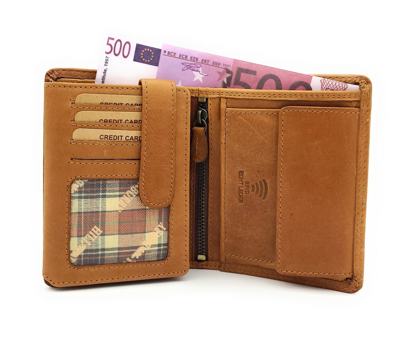 Hill Burry Geldbörse Hirsch, echt Leder, Portemonnaie mit RFID Schutz, tolles Geschenk für Jäger und Naturliebhaber
