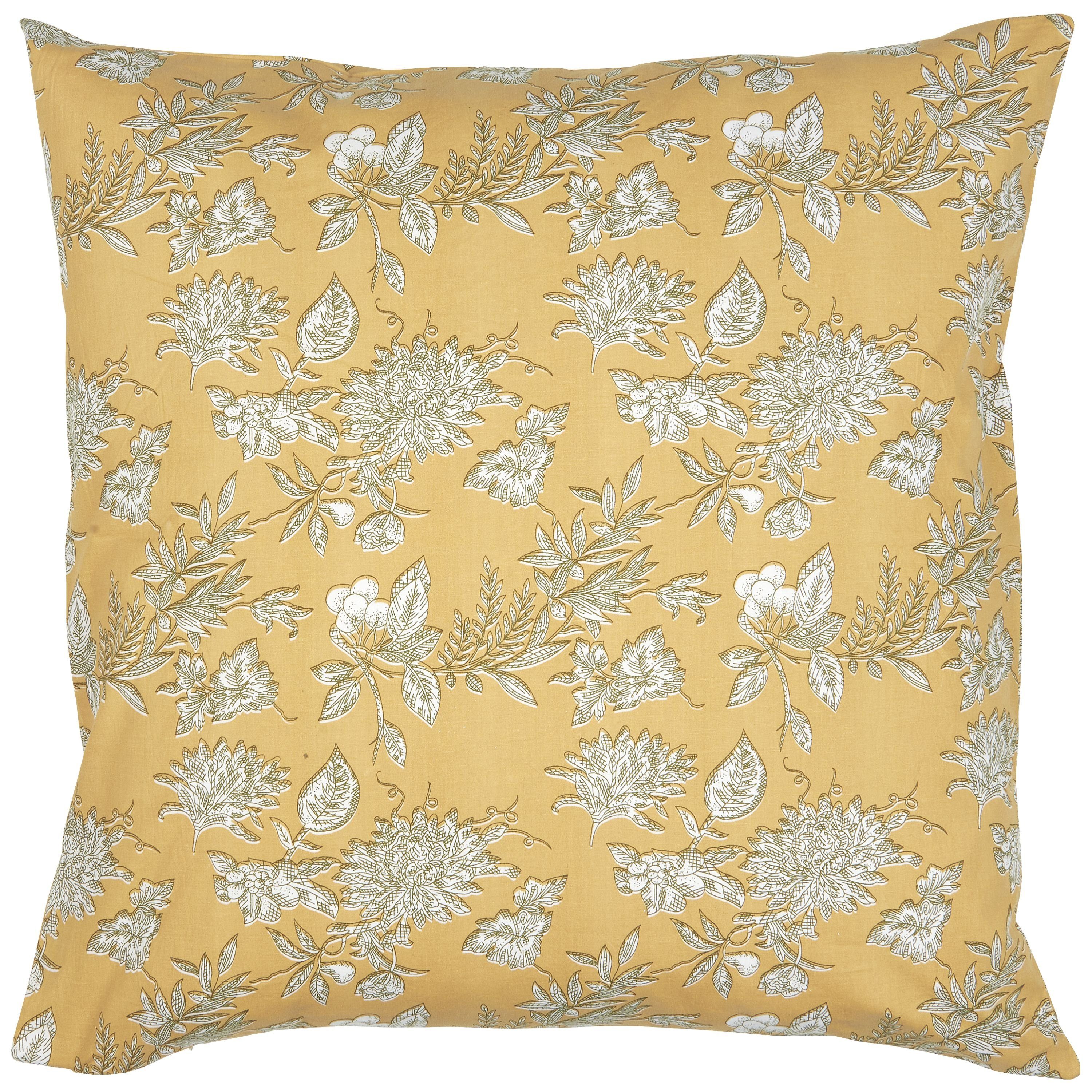 Ib Laursen Kissenbezug Kissenbezug Kissenhülle Blumenmuster Baumwolle Gelb Weiß 50x50cm