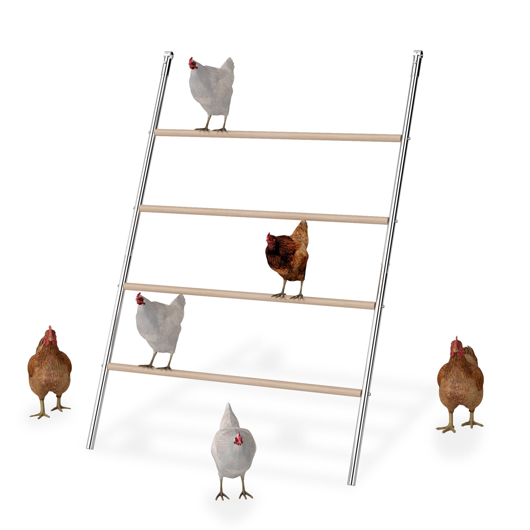 FIVMEN Hühnerstall Hühnerleiter 4 Ebenen Große Sitzstange für Hühner, 140x105cm
