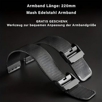 S&T Design Quarzuhr Herren Armbanduhr Herrenuhr Männeruhren Luxusuhr Blau, inkl. Geschenketui + Werkzeug zum verstellen