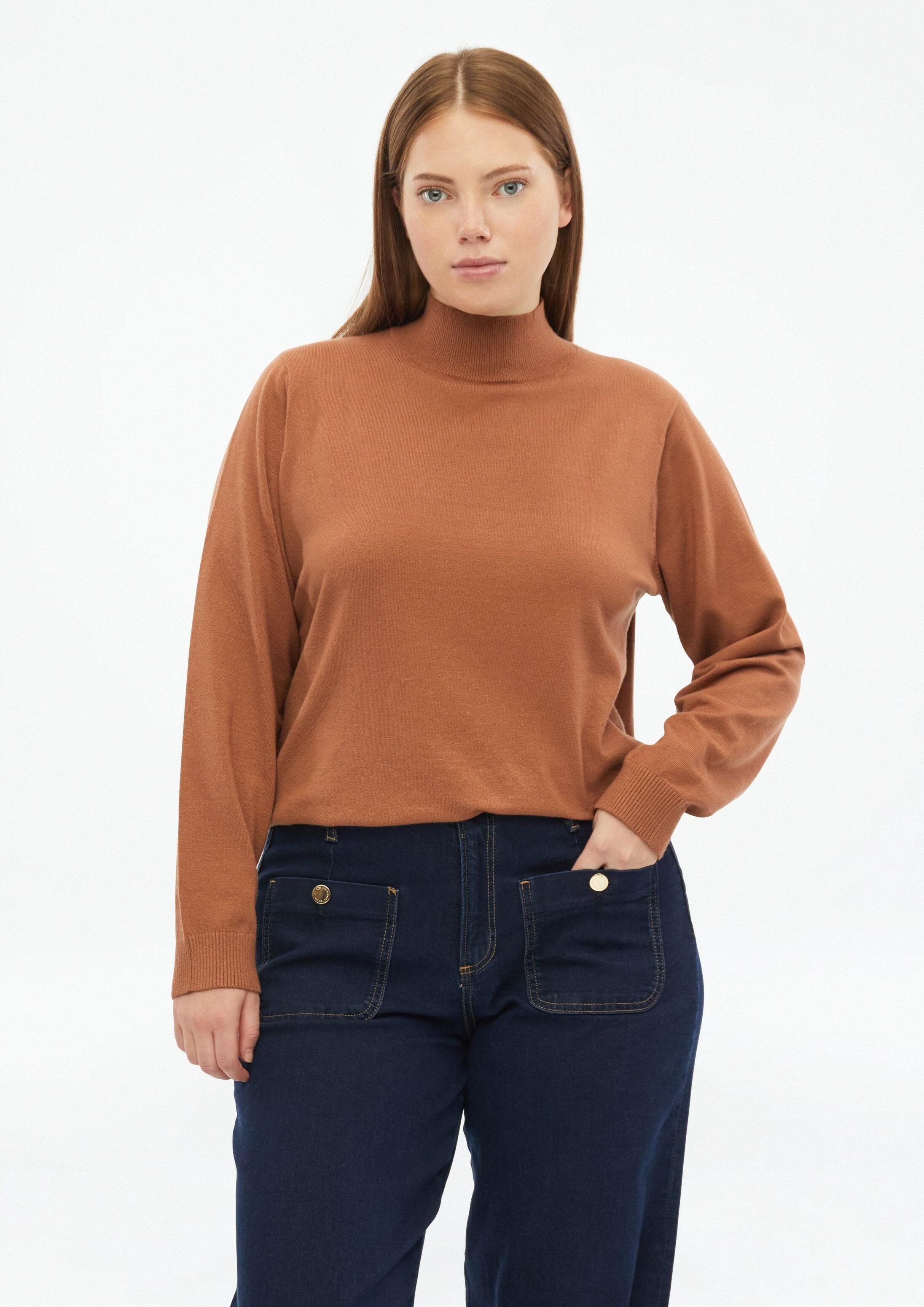 QS Longpullover Strickpullover Viskosemix-Pullover mit Stehkragen