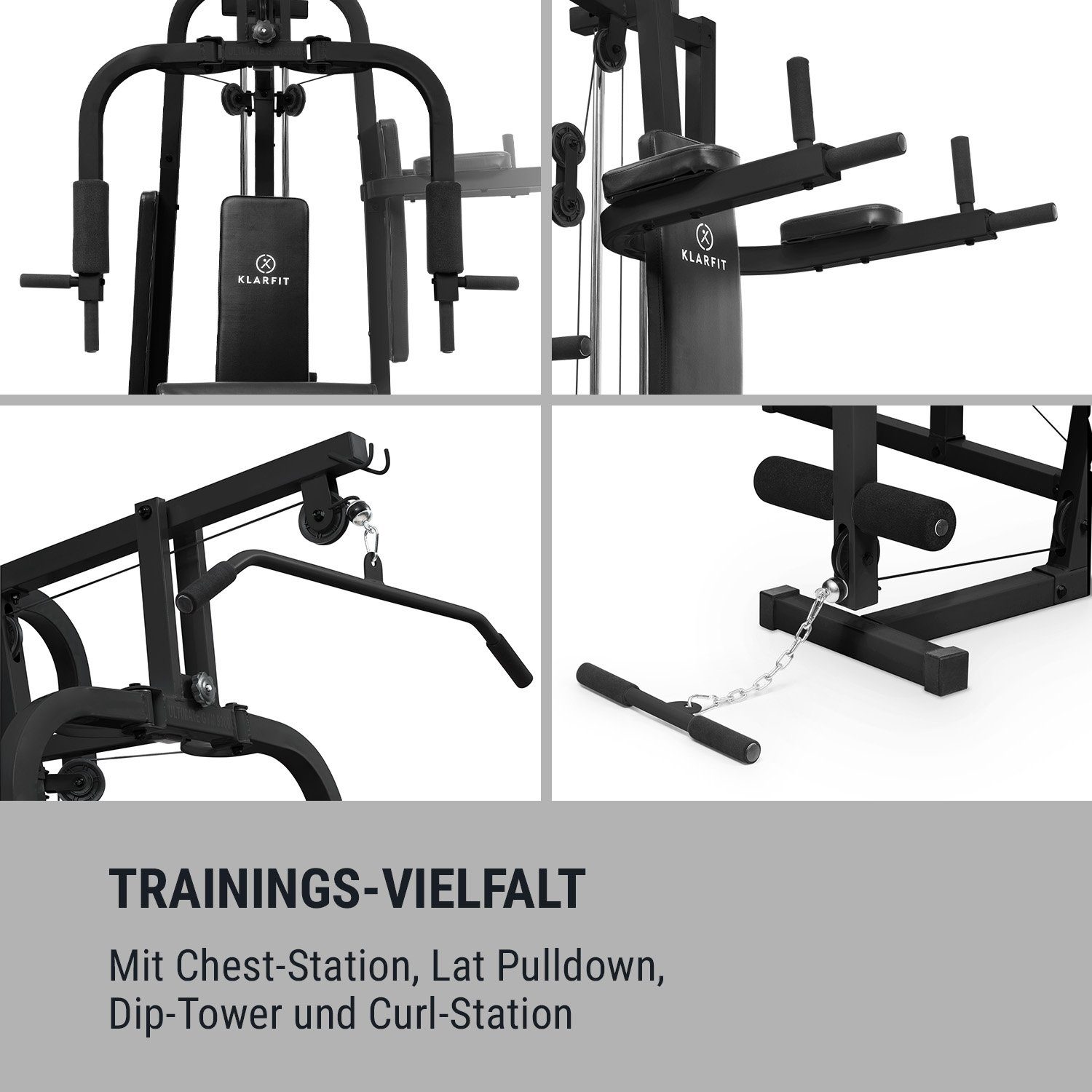 Kraftstation Gym Fitness Set), 9000, Fitnessstation Ultimate Power (Set, Kraftstation schwarz KLARFIT Fitnessturm Station