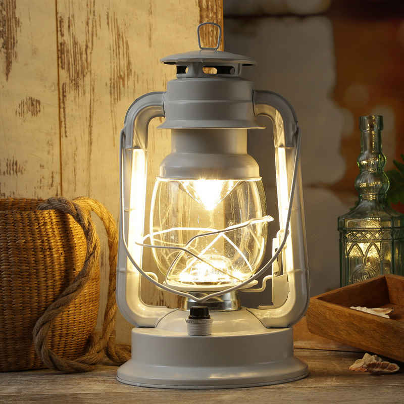 YOUCAMP LED Laterne LED Sturmlaterne H: 34cm dimmbar Batterie Retro Laterne Campinglampe, LED Classic, warmweiß (2100K bis 3000K)