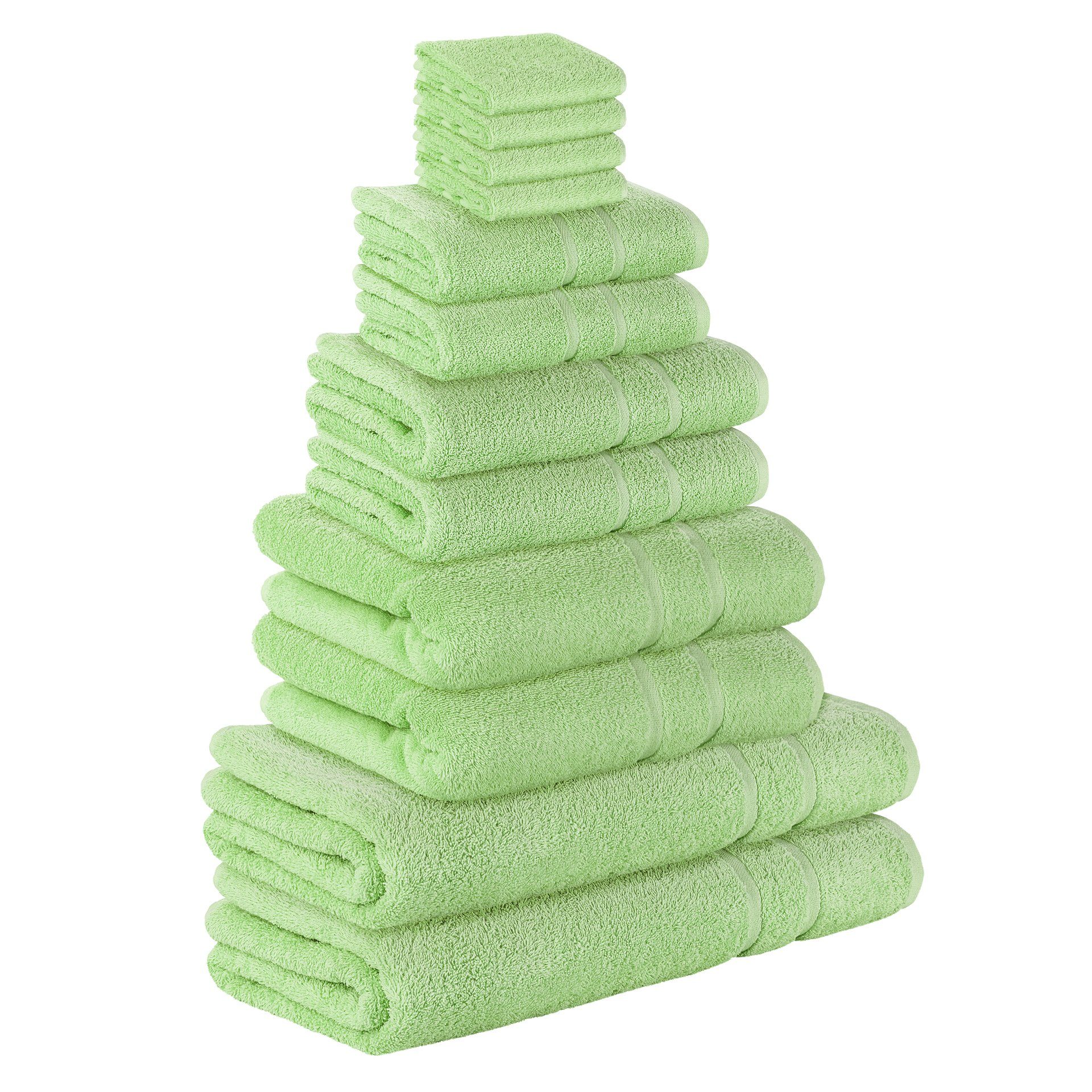 StickandShine Handtuch Set Pack, 2x 500 Farben 2x verschiedenen in Baumwolle 100% 100% GSM (12 Hellgrün Frottee als Teilig) Handtuch SET 500 Duschtücher Baumwolle Gästehandtuch 2x Handtücher 12er 2x Saunatücher 4x GSM Badetücher