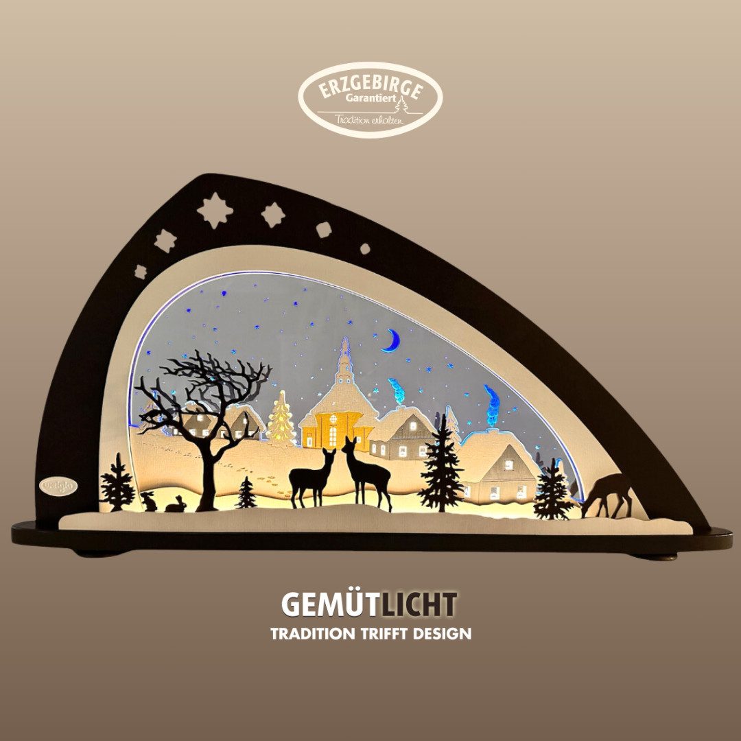 Weigla LED Schwibbogen Stille Nacht, Erzgebirge garantiert, aus Buchenholz & Acrylglas