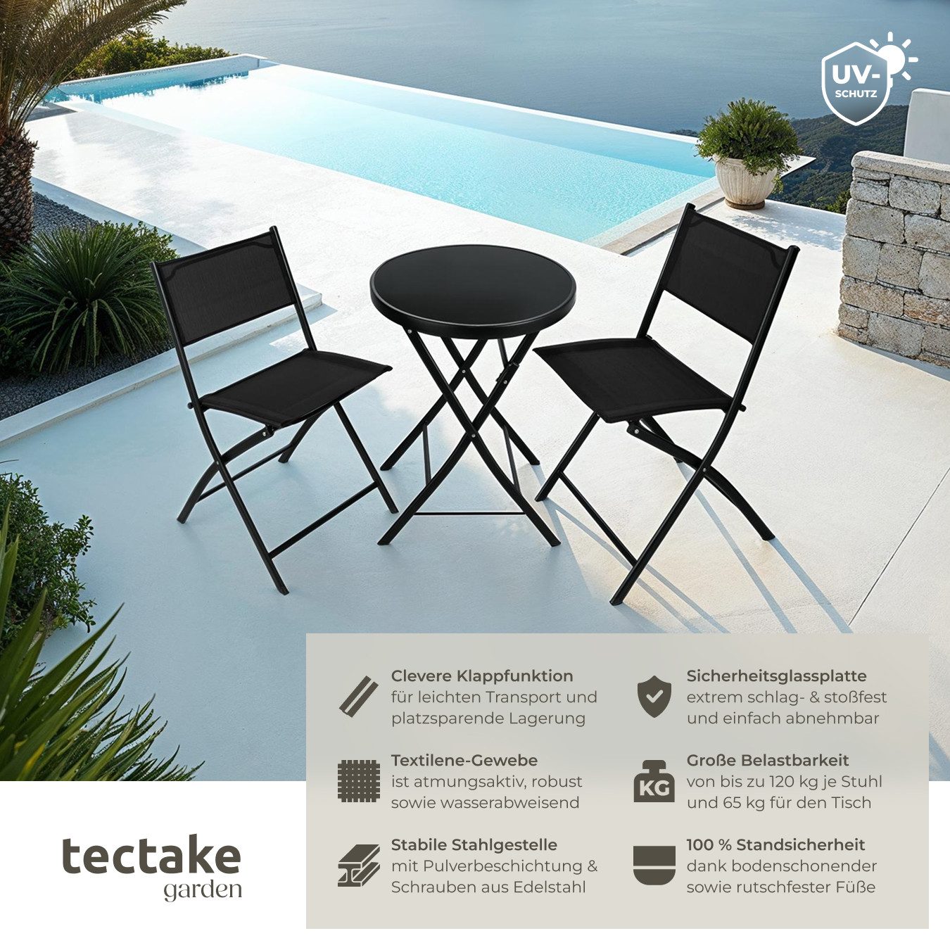tectake Essgruppe Bistro-Set, (Set., 3-tlg), Robustes günstig online kaufen