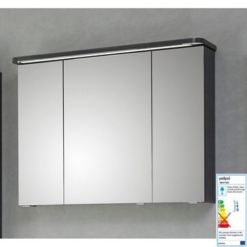Lomadox Badmöbel-Set FES-4005-66, (Spar-Set, 5-St), grau mit Glaswaschbecken & LED-Spiegelschrank - 182/200/49,1cm
