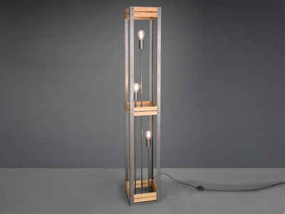meineWunschleuchte LED Stehlampe, LED wechselbar, Warmweiß, ausgefallene Lampe Holz-balken Vintage Industrial Design, Höhe 153cm