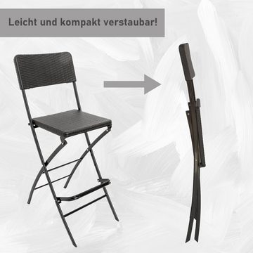 Lemodo Barhocker Barstuhl 2er Set, klappbar, für Außenbereich (2er Set), 2er Set, Rattan-Optik, klappbar Tresenhocker, mit Lehne