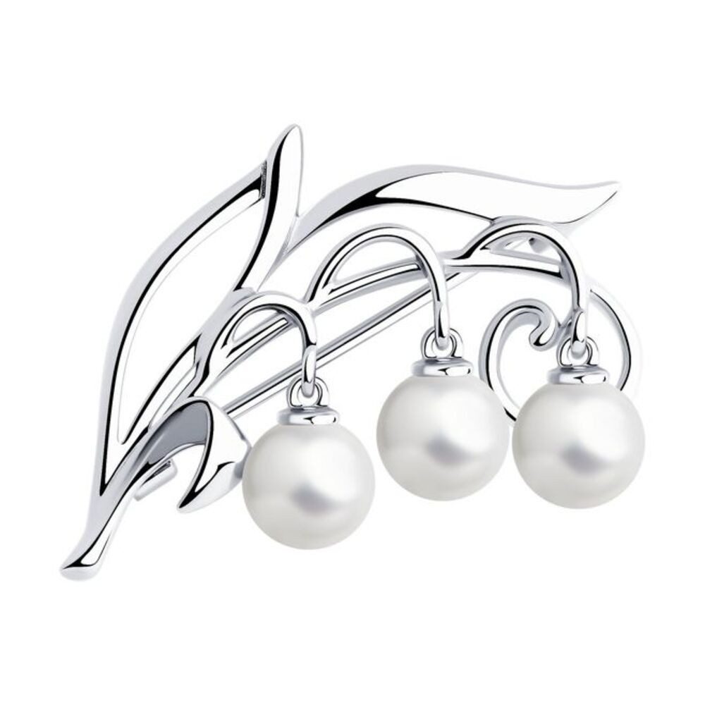 Secretforyou Brosche Brosche Anstecknadel 925 Silber Perle Echtschmuck, 925 Silber