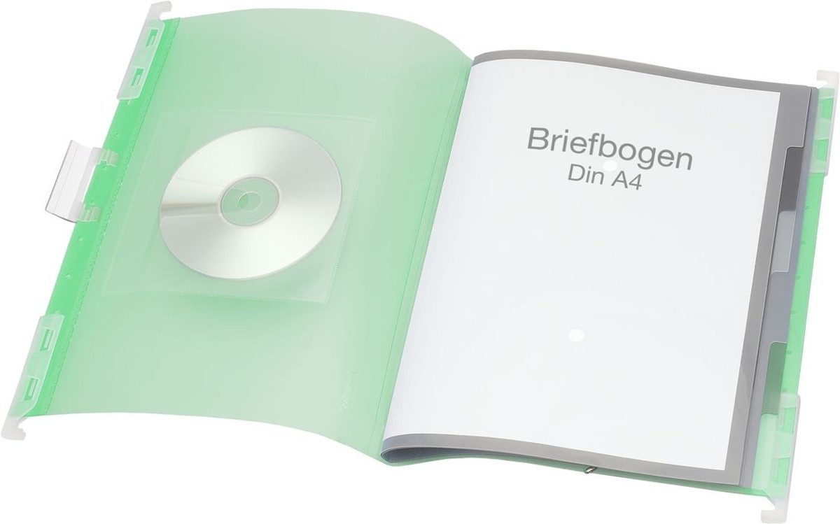 Hefter Hänge-Ordnungsmappe A4 PP 6 Fächer grün transluzent.