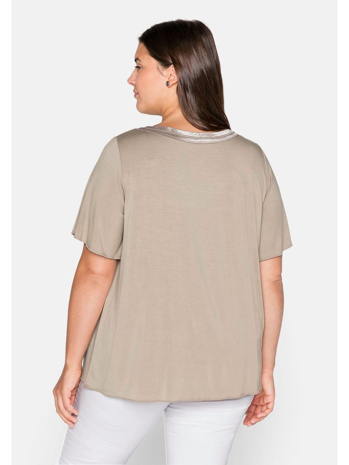 dekorativer Größen A-Linie T-Shirt mit Blende Große Sheego in
