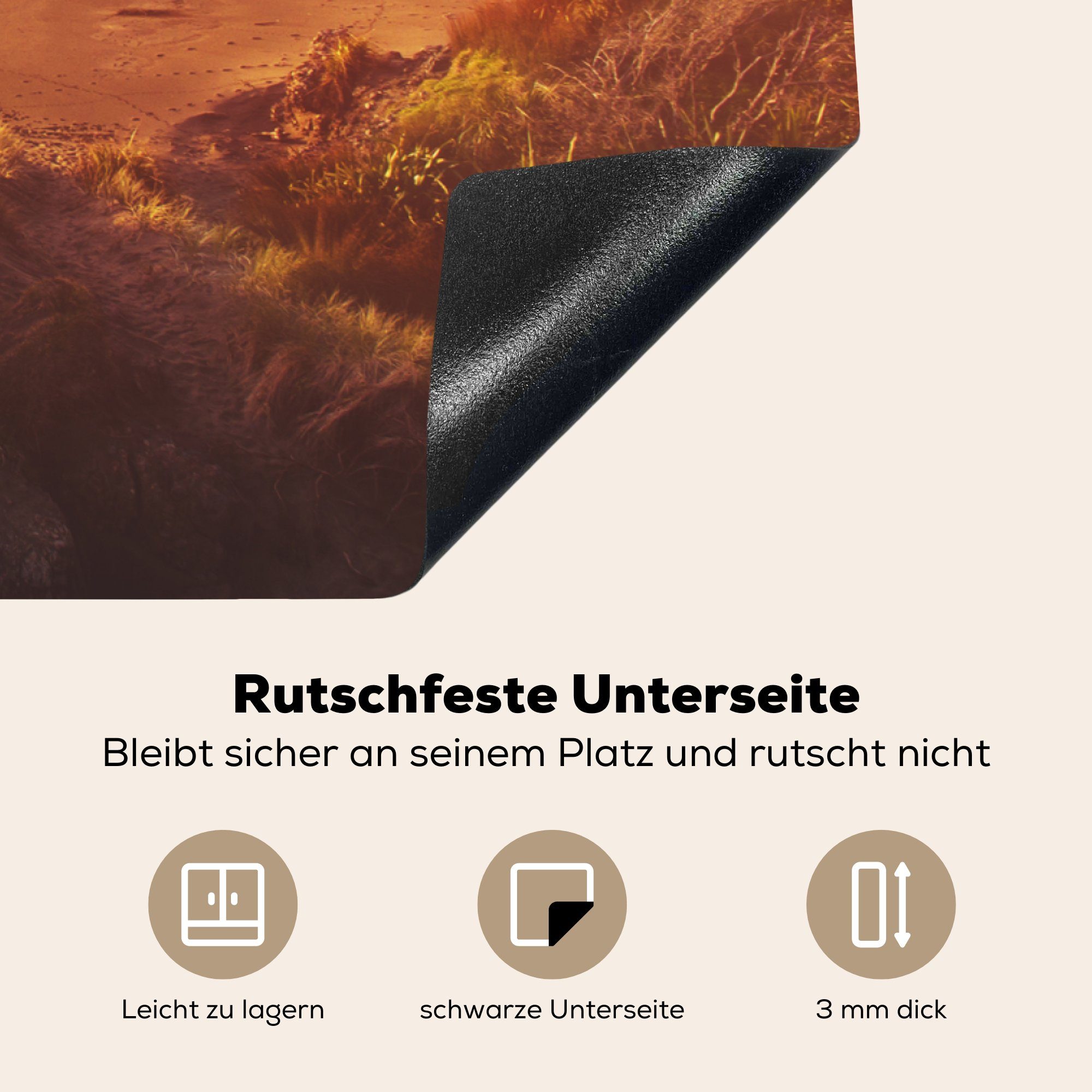 Vinyl, (1 Herdblende-/Abdeckplatte Induktionskochfeld Mann Jubelnder MuchoWow Ceranfeldabdeckung tlg), bei küche, cm, die Sonnenuntergang, für Schutz 81x52