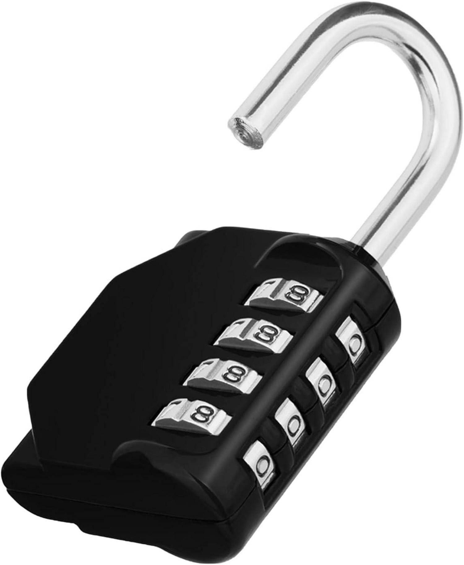 Vorhängeschloss 4-stelliges Vorhängeschloss Zahlen Set für Fitnessstudio Spind Schwarz