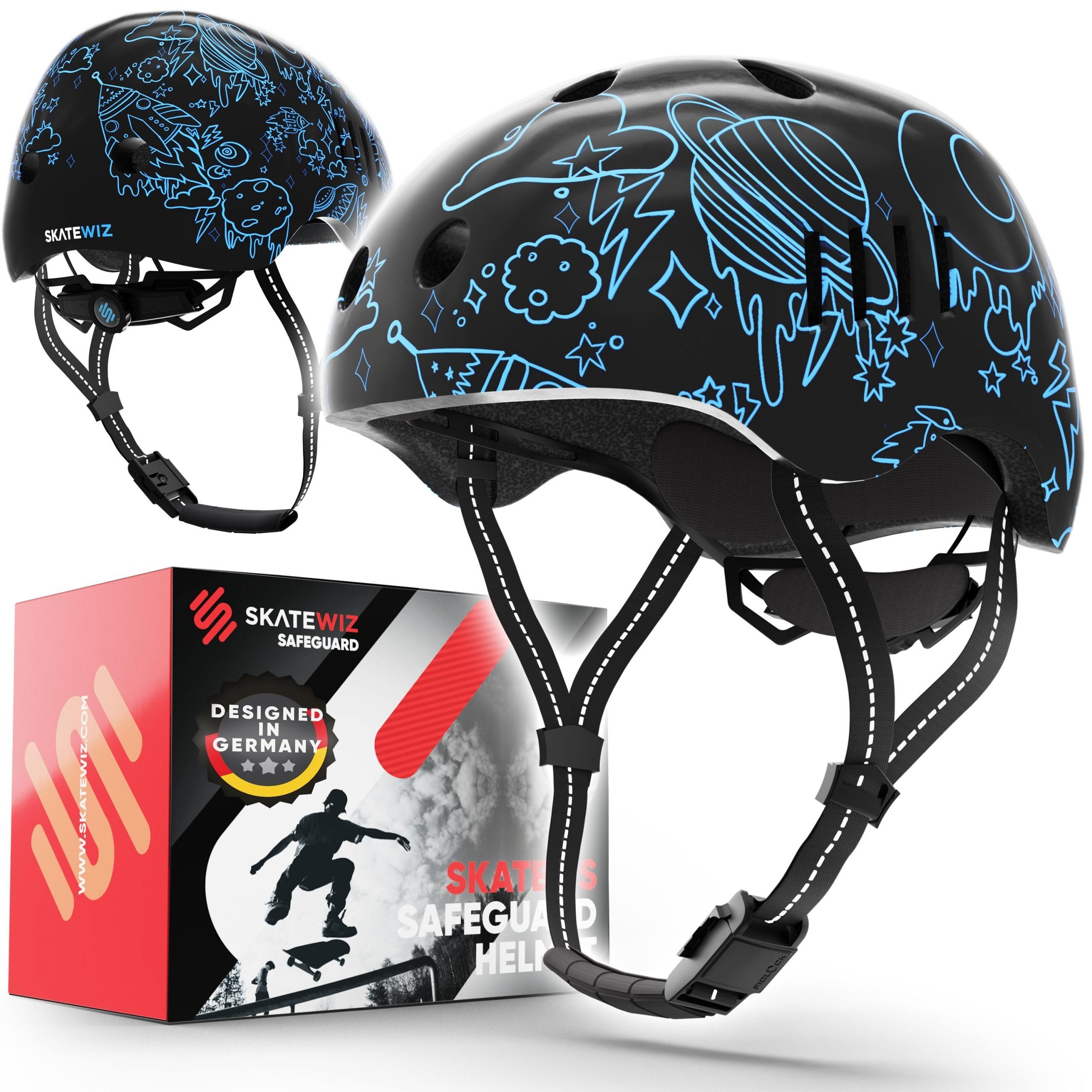 SKATEWIZ Fahrradhelm Kinder ab 6 Jahre Helm Kinder Mädchen & Jungen Skaterhelm, Helm Kinder viele Farben für Fahrrad Skateboard und Inline Skates