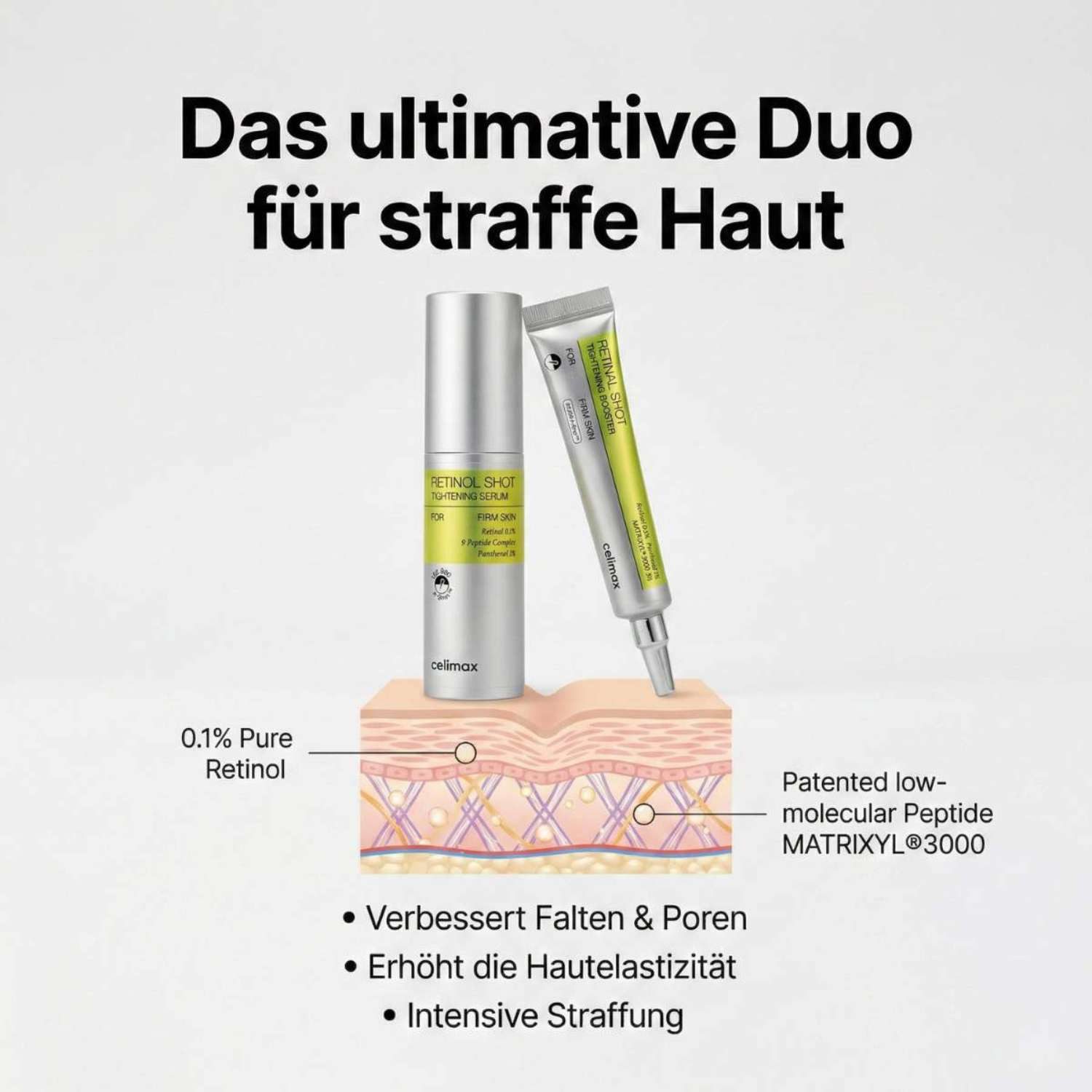 celimax Hautpflege-Set The Vita-A 7 Days Kit Retinal & Retinol – Vita-A Retinal Shot Tightening Booster + Retinol Shot Tightening Serum – Korean Anti-, Aging Serum Set gegen Falten & Poren – 7 Tage Pflegekur