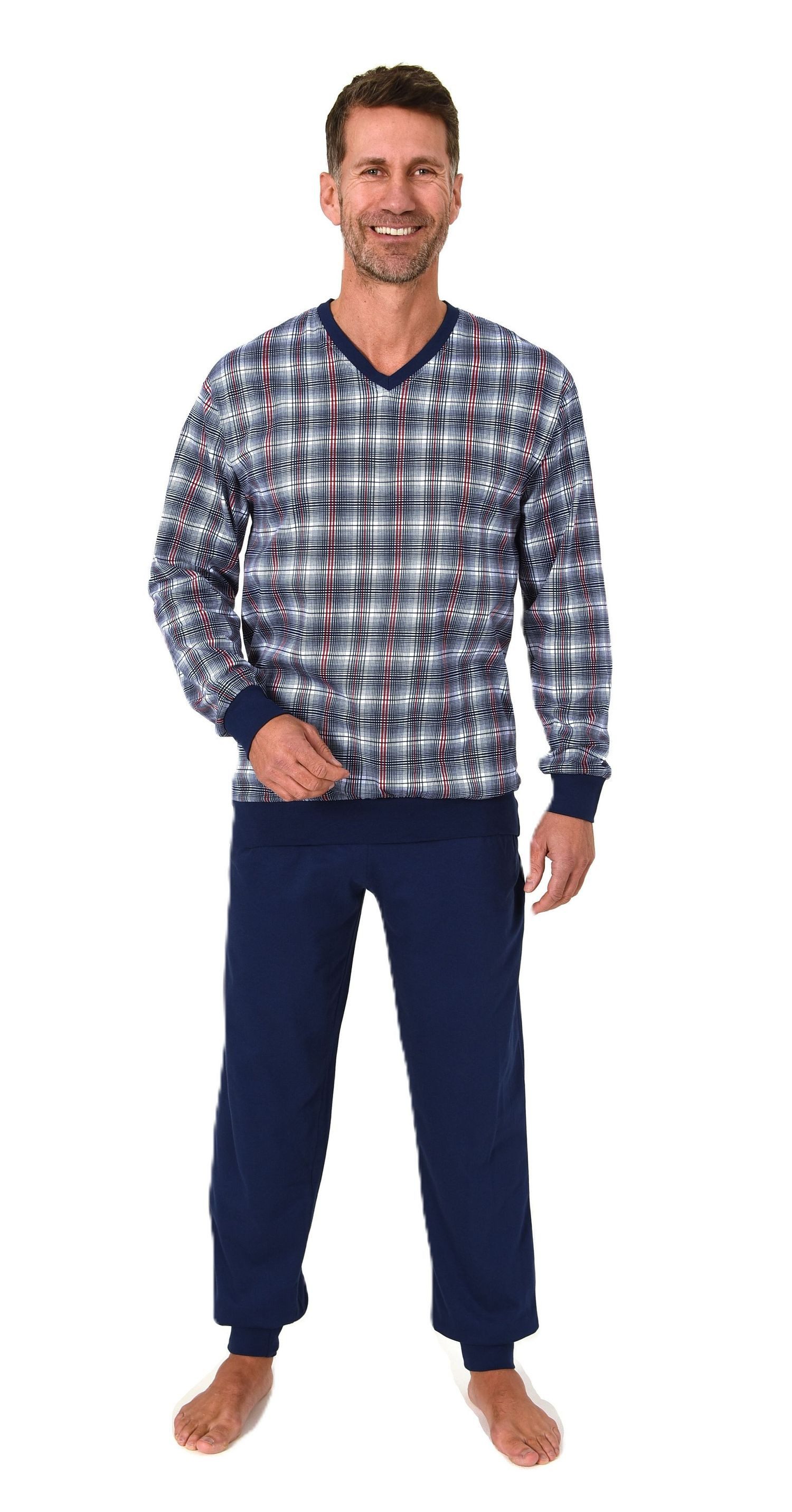 Normann Pyjama Normann Herren langarm Schlafanzug mit Bündchen – auch in Üb günstig online kaufen