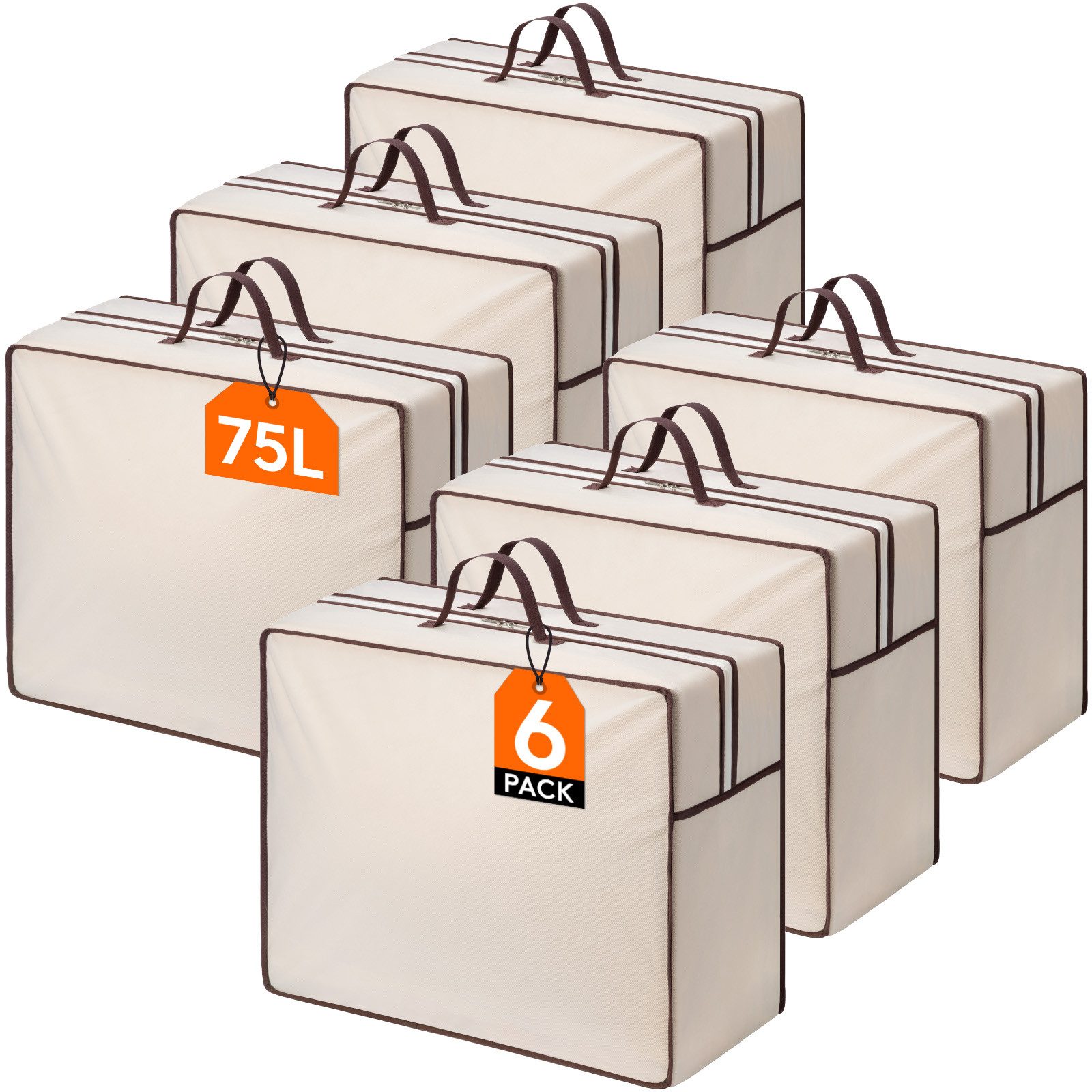Lifewit Aufbewahrungsbox Aufbewahrungstasche 75L Bettdecken verstärkte Griffe Reißverschlüsse (6 St)