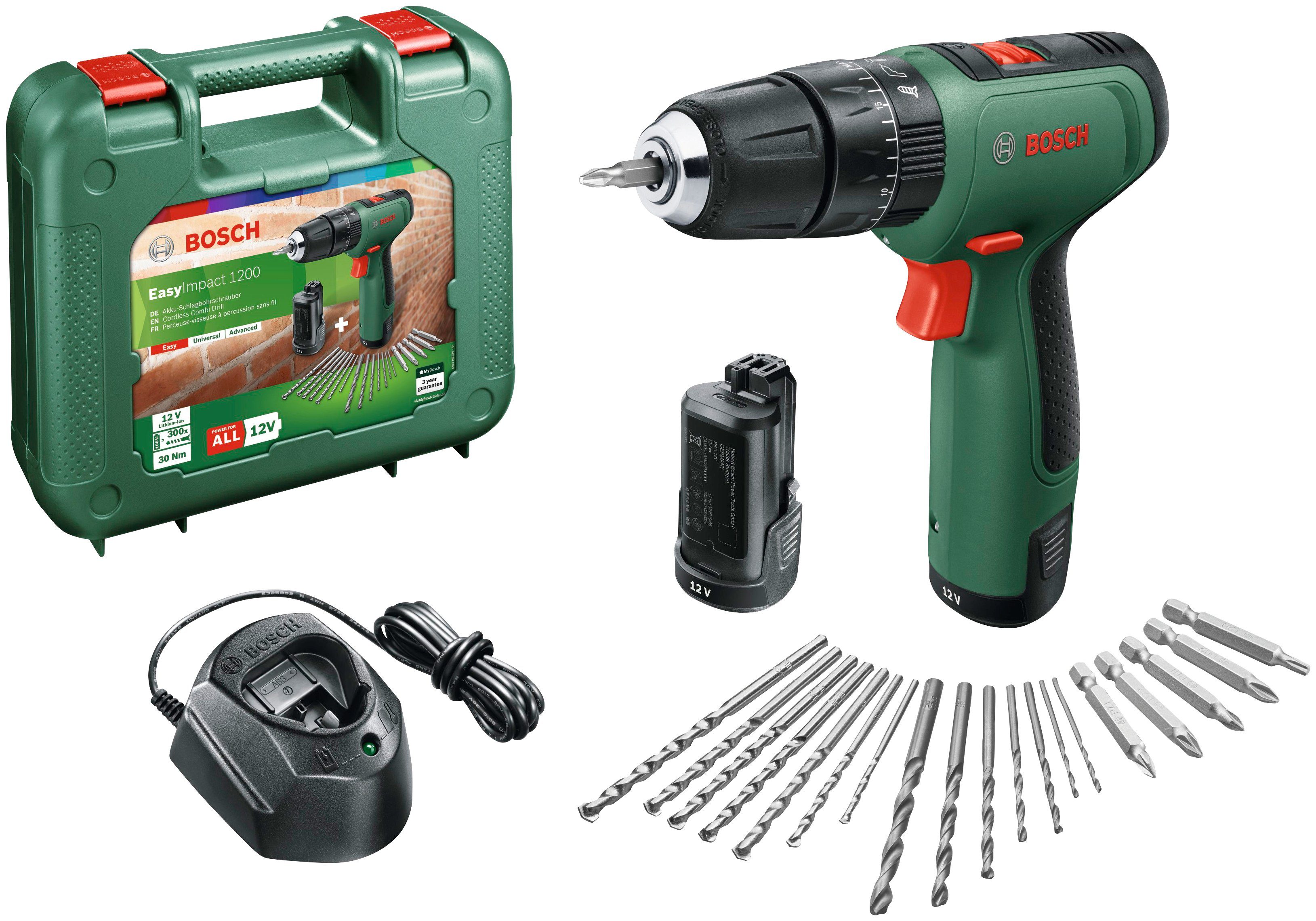 Bosch Home & Garden Akku-Schlagbohrschrauber EasyImpact 1200, max. 1500 U/min, mit 2 Akkus und Ladegerät