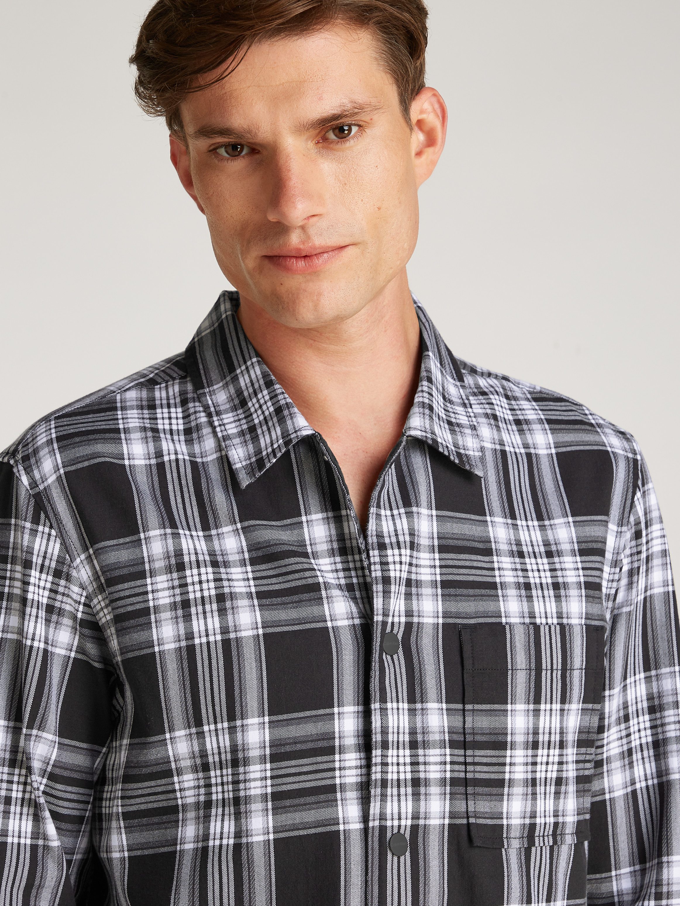 Calvin Klein Karohemd TWILL CHECK SNAPS OVERSHIRT mit Logoprint