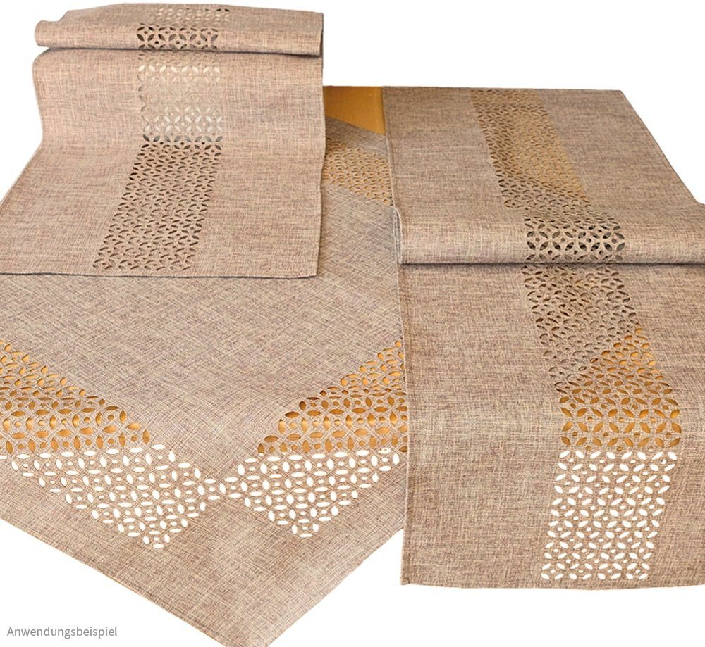 matches21 HOME & HOBBY Tischdecke Tischläufer Durchbrochene Ornamente hellb günstig online kaufen