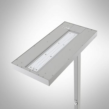 Arcchio Stehlampe Logan, dimmbar, LED-Leuchtmittel fest verbaut, universalweiß, Aluminium, Kunststoff, silber (RAL 9006), 1 flammig, inkl.